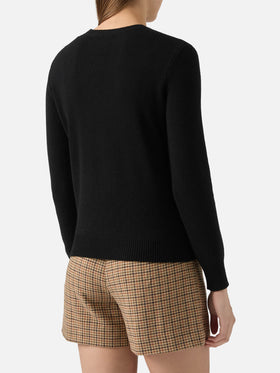 New Queen crewneck in white with Strassata rhinestone embellishment