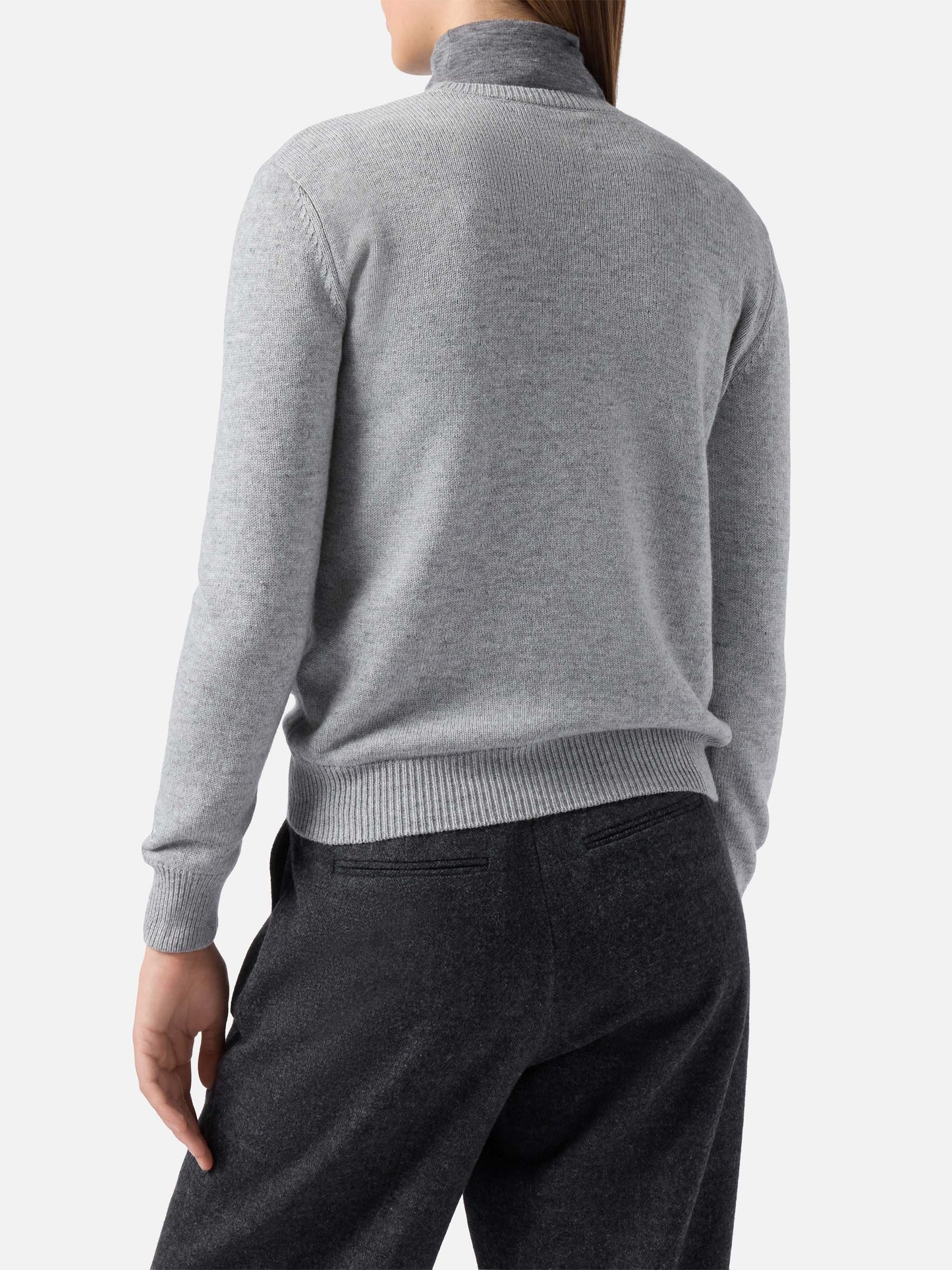 New Queen cashmere-blend sweater in grey with Lucky in love embroidery