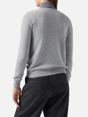 New Queen cashmere-blend sweater in grey with Lucky in love embroidery