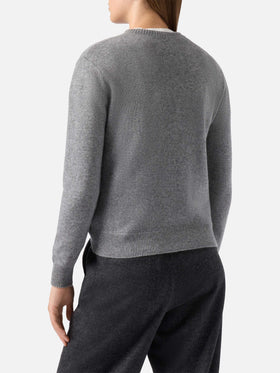 New Queen cashmere-blend sweater in grey with Kissenefrega lurex jacquard