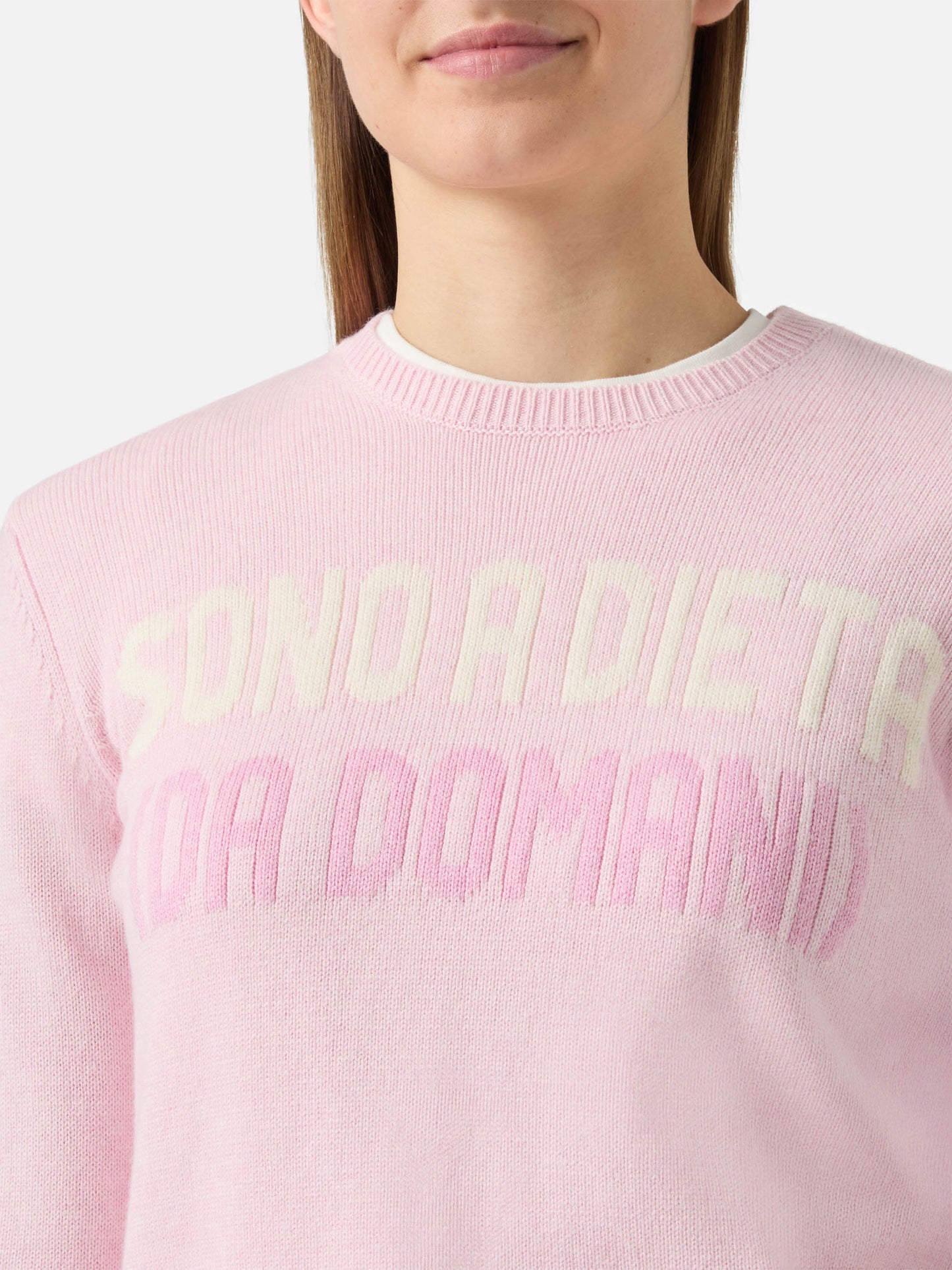 Girocollo New Queen bianco con jacquard Sono a dieta (domani)