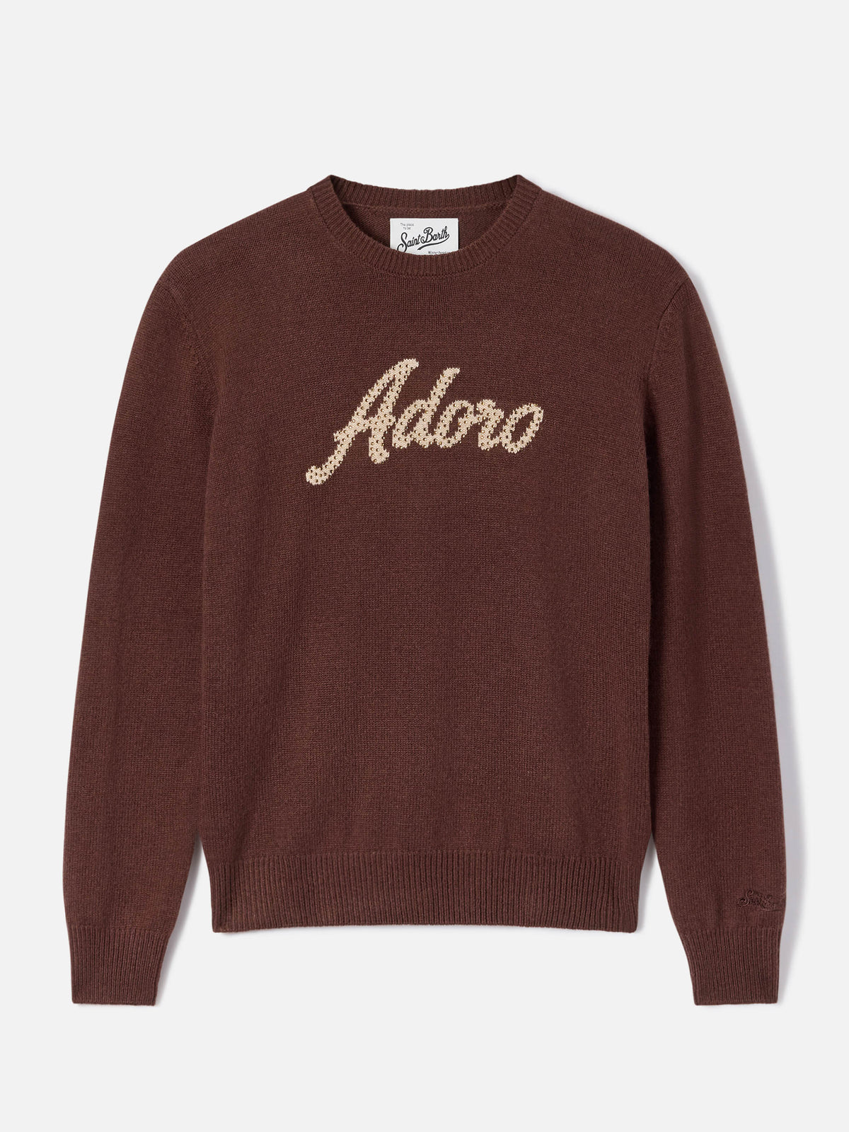 Pull ras-du-cou Brown New Queen avec broderie Adoro en strass 