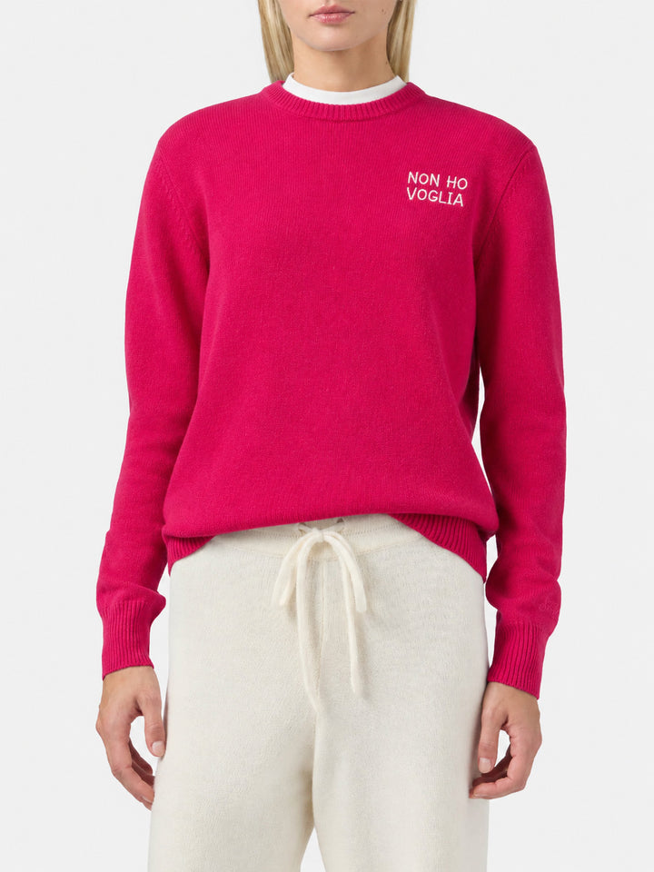 New Queen burgundy sweater with non ho voglia embroidery