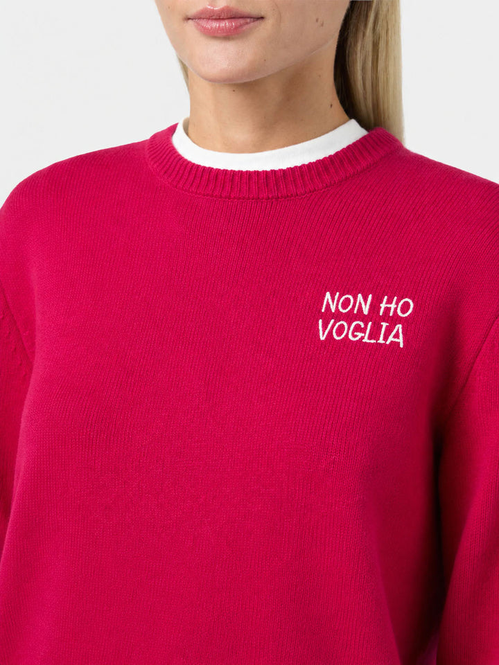 New Queen burgundy sweater with non ho voglia embroidery