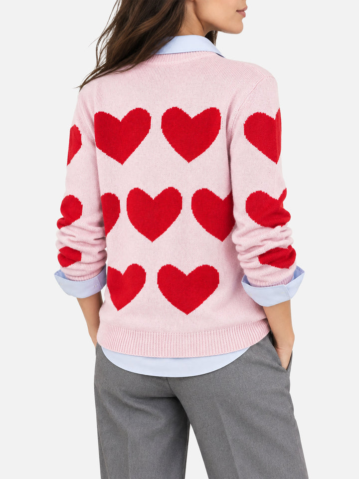 New Queen heart jacquard sweater with embroidery