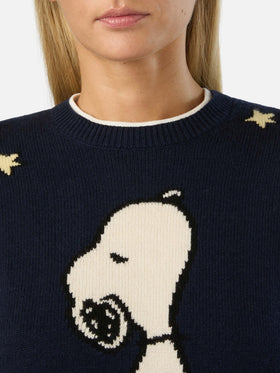 Pull en maille à col rond Queen New blue avec intarsia Snoopy | Special edition 