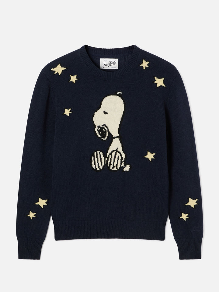 Marineblauer blue New Queen Strickpullover mit Rundhalsausschnitt und Snoopy-Intarsie | Special edition 