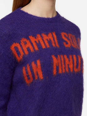 Woman crewneck soft crop sweater with Dammi solo un minuto embroidery - MC2 Saint Barth