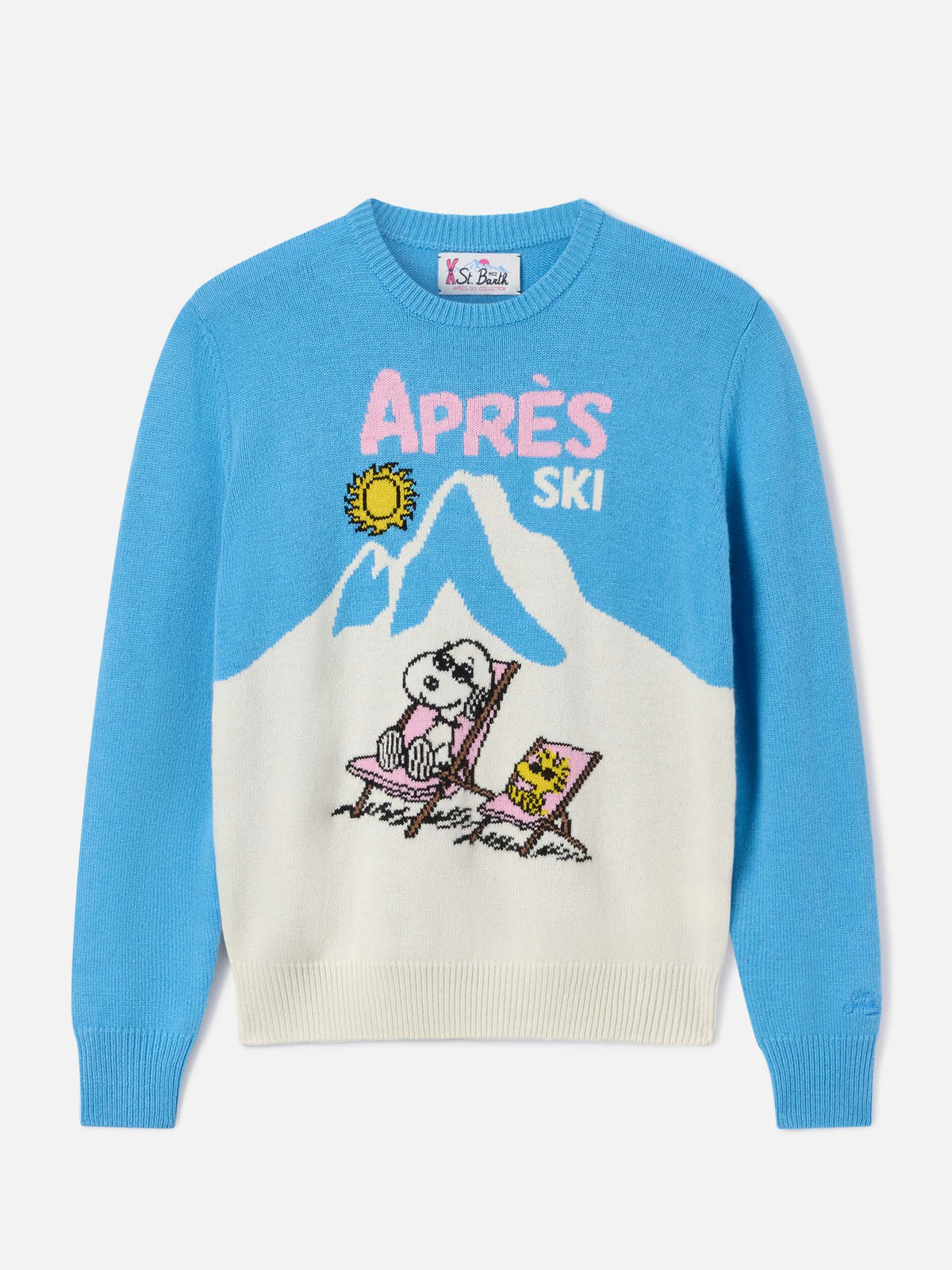 Maglia girocollo New Queen azzurra con intarsio Snoopy | Special edition