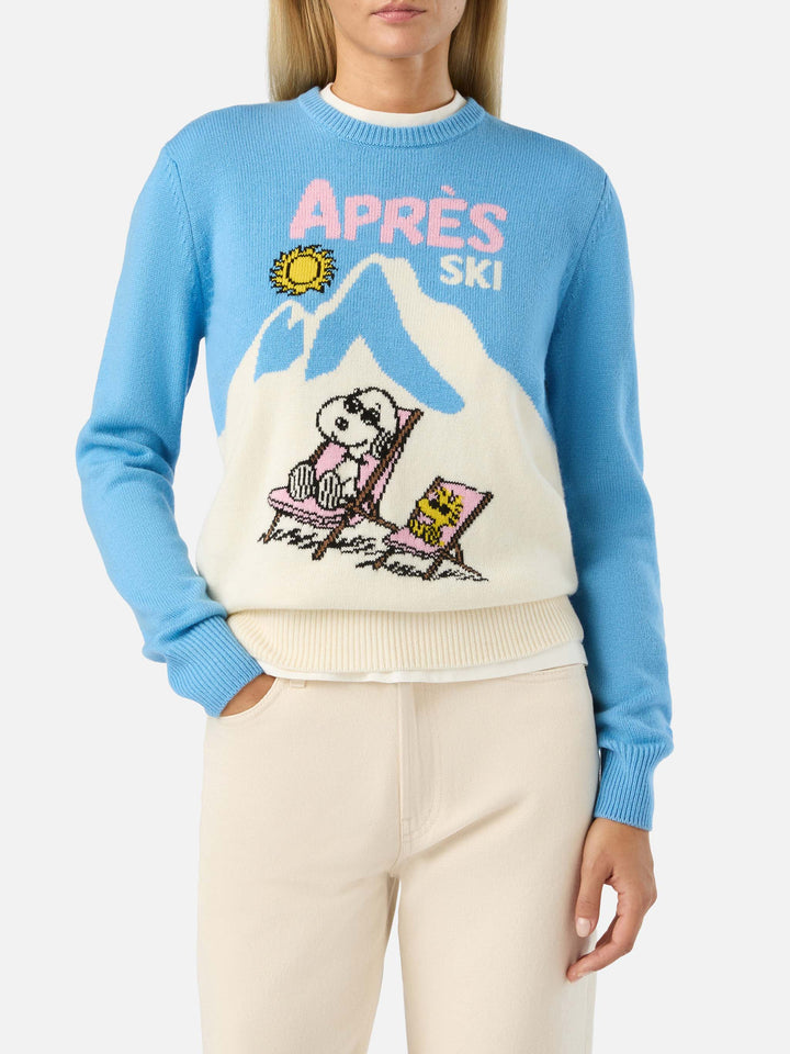 Light blue New Queen crewneck knit with Snoopy intarsia | Special edition