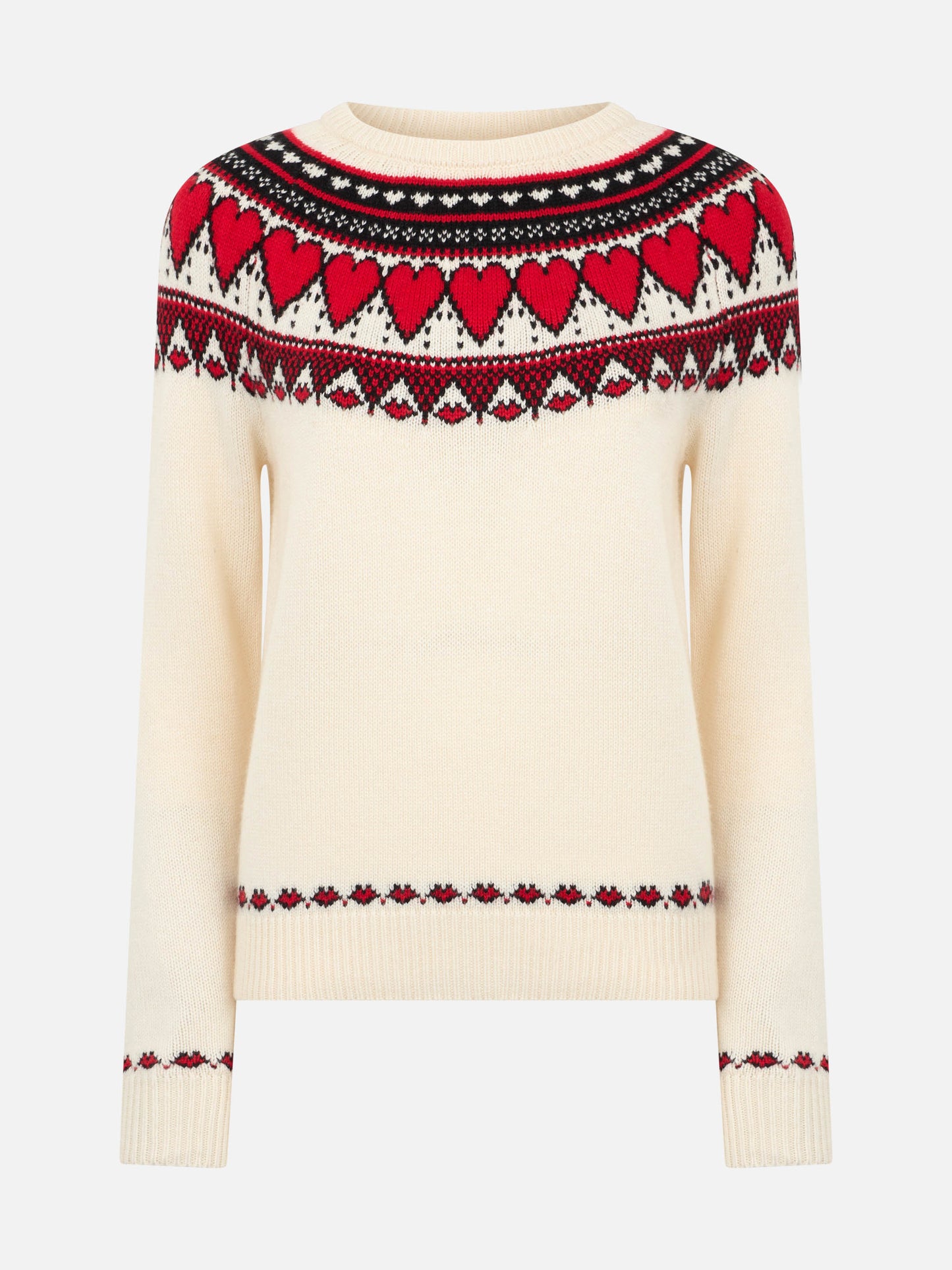 Woman white sweater New Queen fair isle hearts print - MC2 Saint Barth