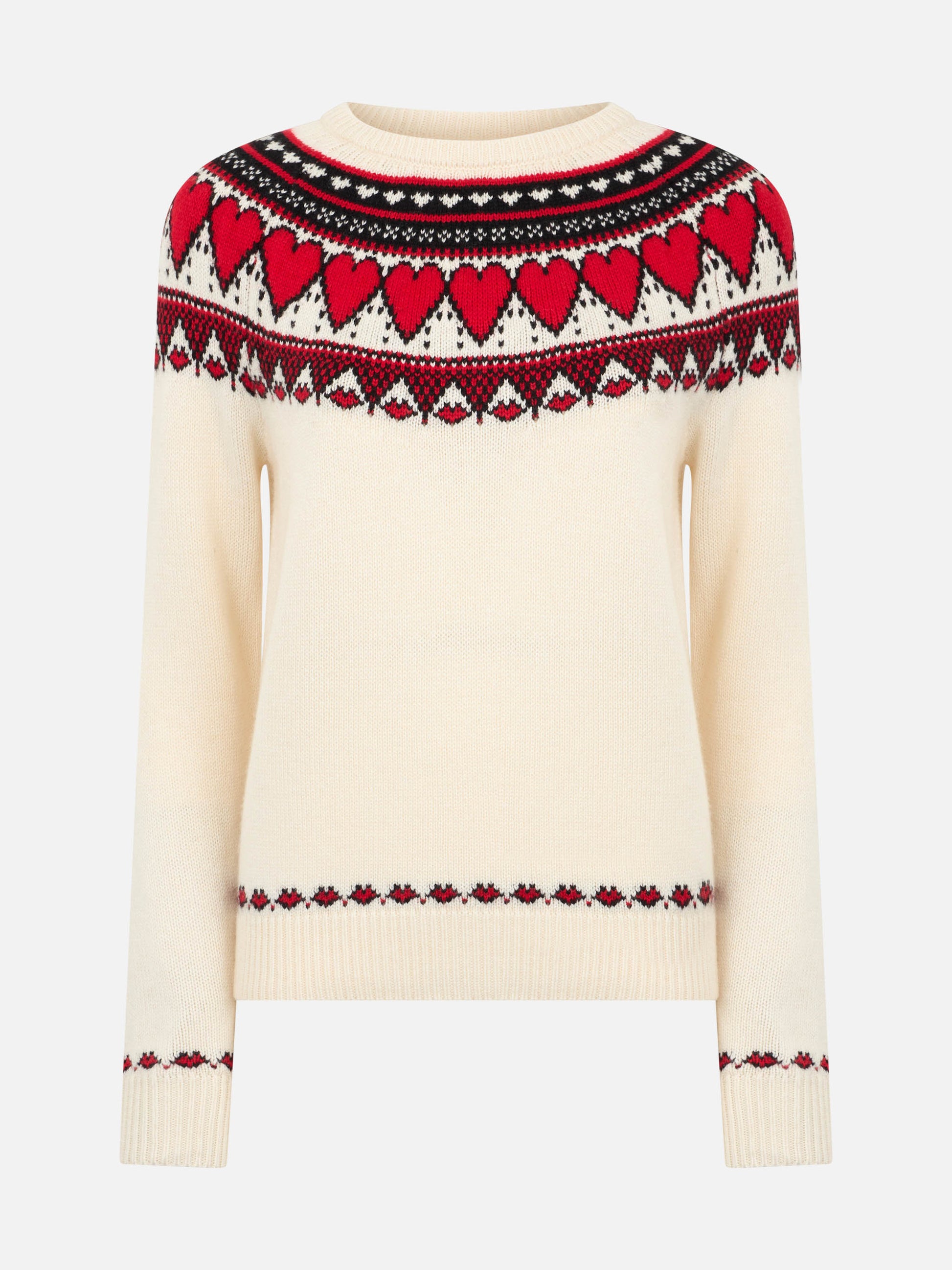 Woman white sweater New Queen fair isle hearts print - MC2 Saint Barth