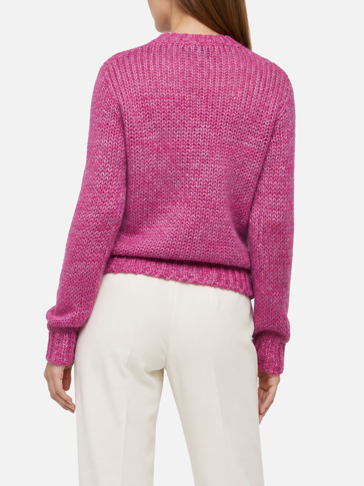 New Queen Soft purple alpaca blend sweater with Cold Out Hot In embroidery