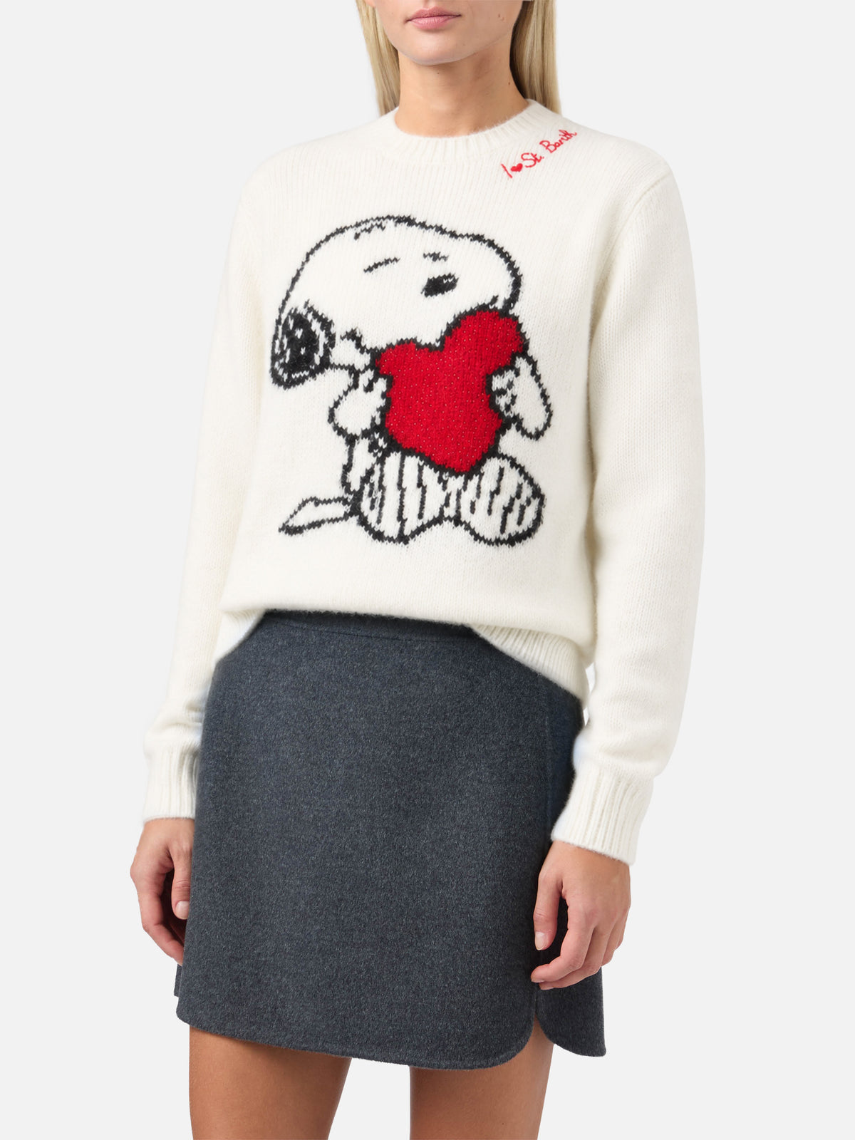 Black New Queen Soft sweater with Snoopy and Woodstock jacquard | Special edition