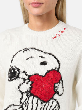 Black New Queen Soft sweater with Snoopy and Woodstock jacquard | Special edition