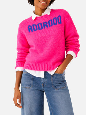 Nuevo suéter New Queen Soft fluo rosa cepillado con bordado Adorooo 