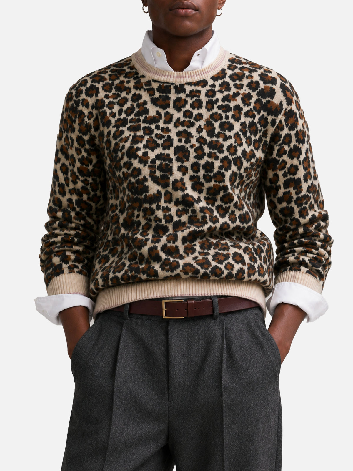 Maglia girocollo New Queen Soft con motivo leopardato