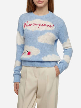 Woman crewneck soft sweater with Non ci piove embroidery - MC2 Saint Barth