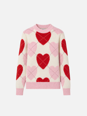 Jersey New Queen Soft de cuello redondo con jacquard de corazón 