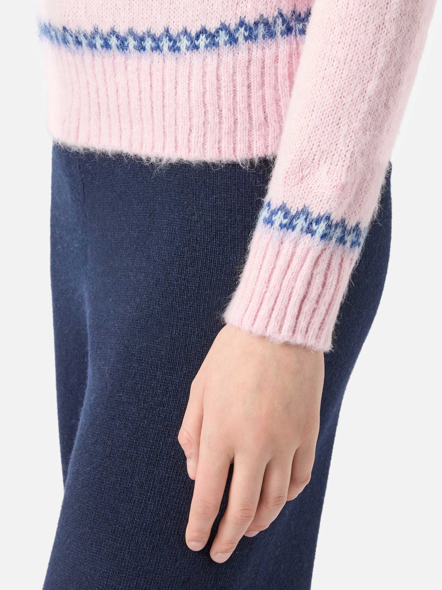 Maglione da donna con jacquard nordico e ricamo Verbier