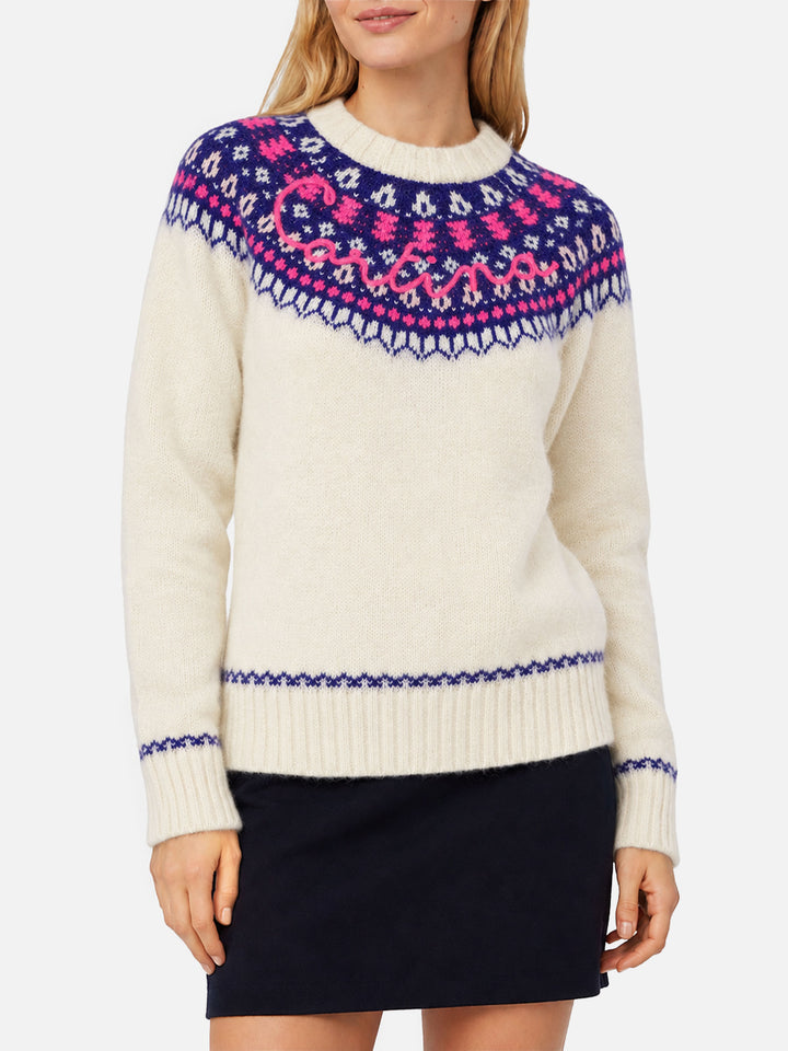 Suéter White New Queen Nordic Soft con motivo jacquard 