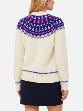 Weißer New Queen Nordic Soft Pullover mit Jacquardmuster 