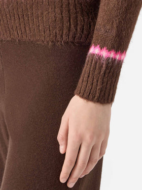 Brown sweater Queen Nordic Soft with fair isle jacquard and Sun Moritz embroidery