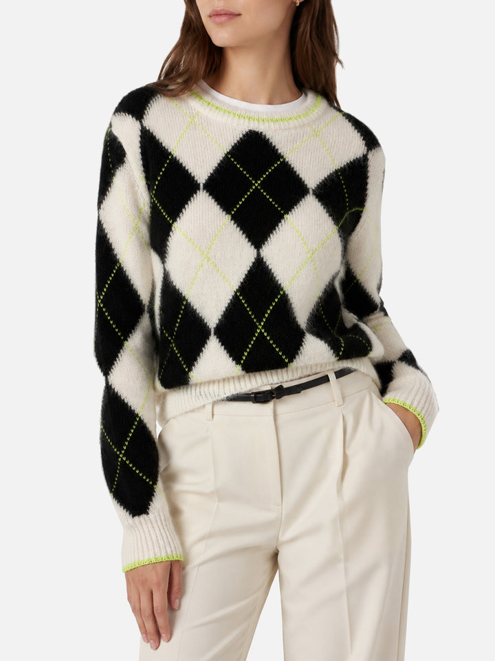 New Queen Soft Cropped-Pullover mit Argyle-Muster 