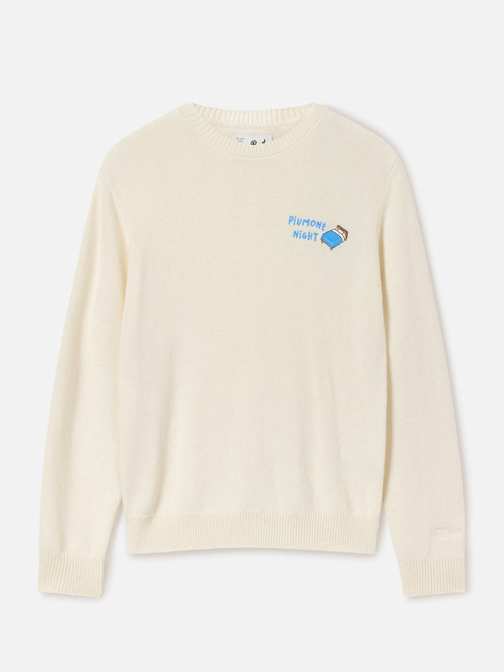 Off white New Queen wool and cashmere blend crewneck with Piumone Night embroidery