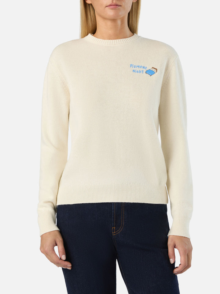 Off white New Queen wool and cashmere blend crewneck with Piumone Night embroidery