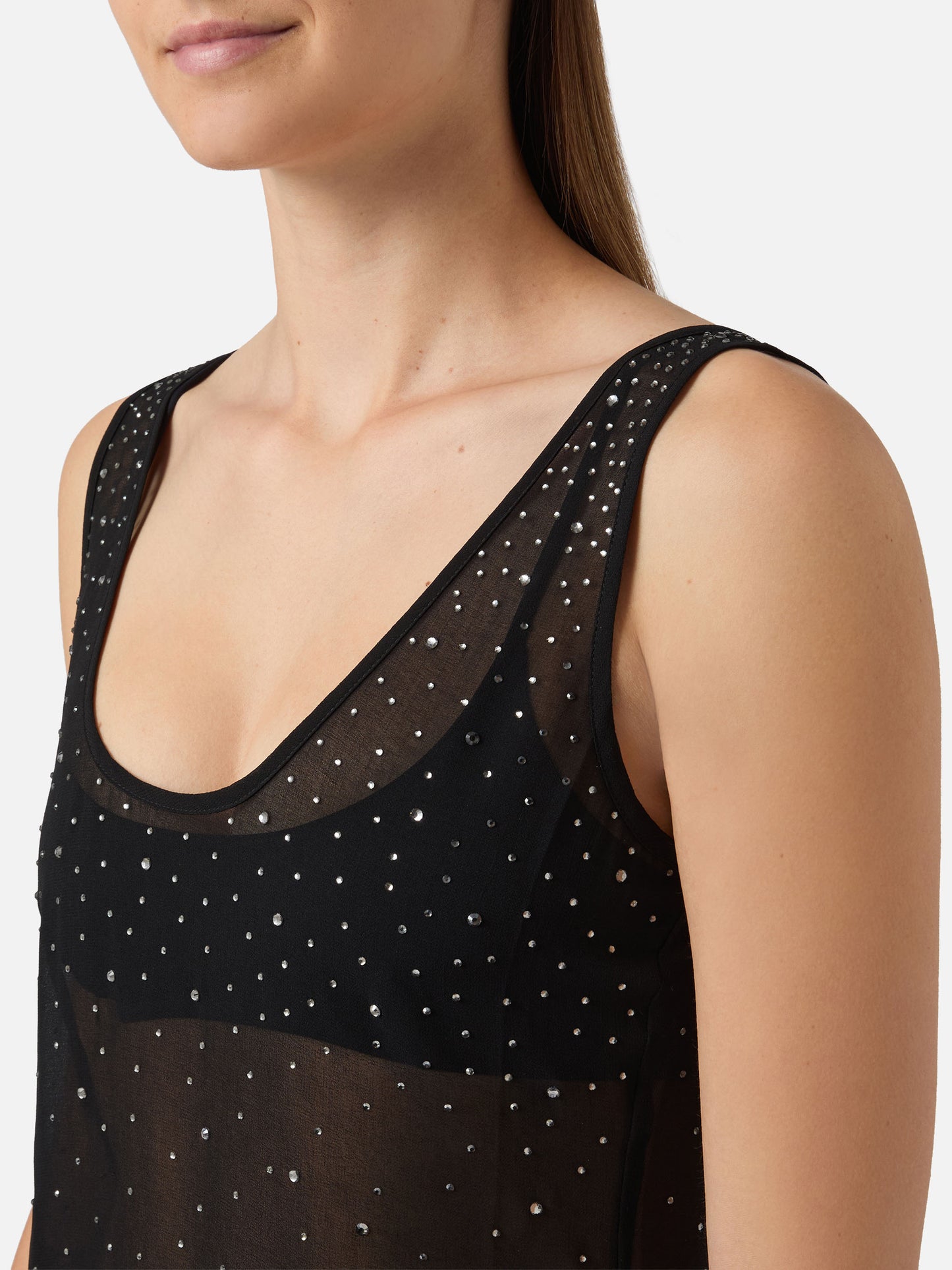 Abito corto Raya nero con strass effetto degradé