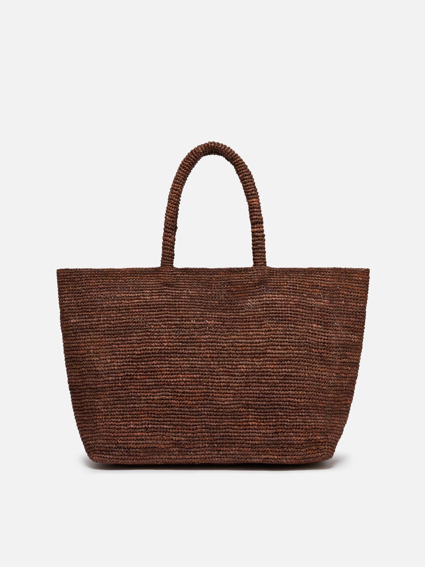 Sac de plage en raphia marron avec logo brodé contrasté 