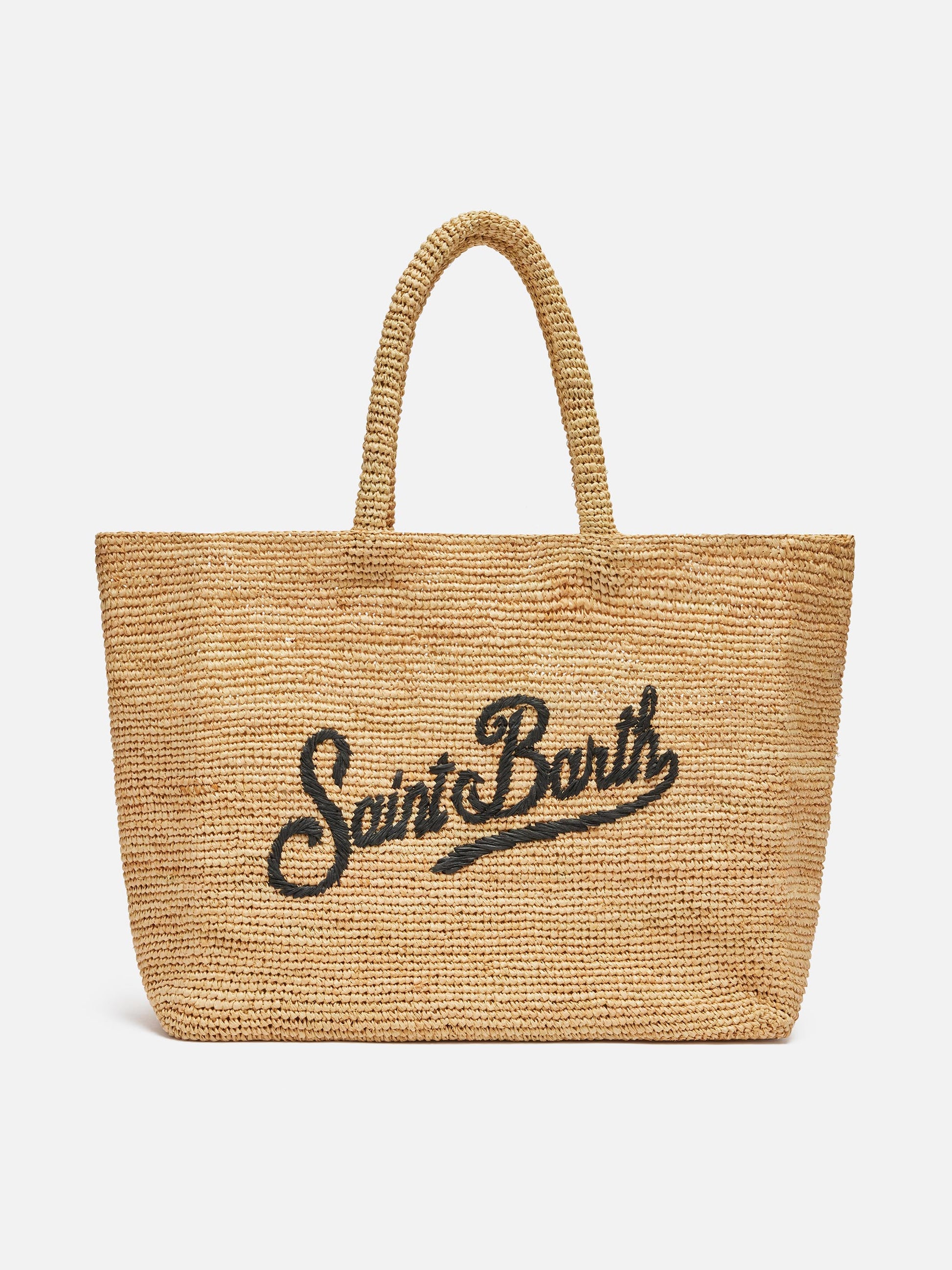 Beige Raffia Beach bag with cotton pouch - MC2 Saint Barth