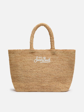 Beige Raffia Beach bag with cotton pouch - MC2 Saint Barth