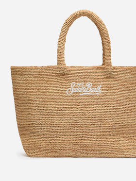 Beige Raffia Beach bag with cotton pouch - MC2 Saint Barth