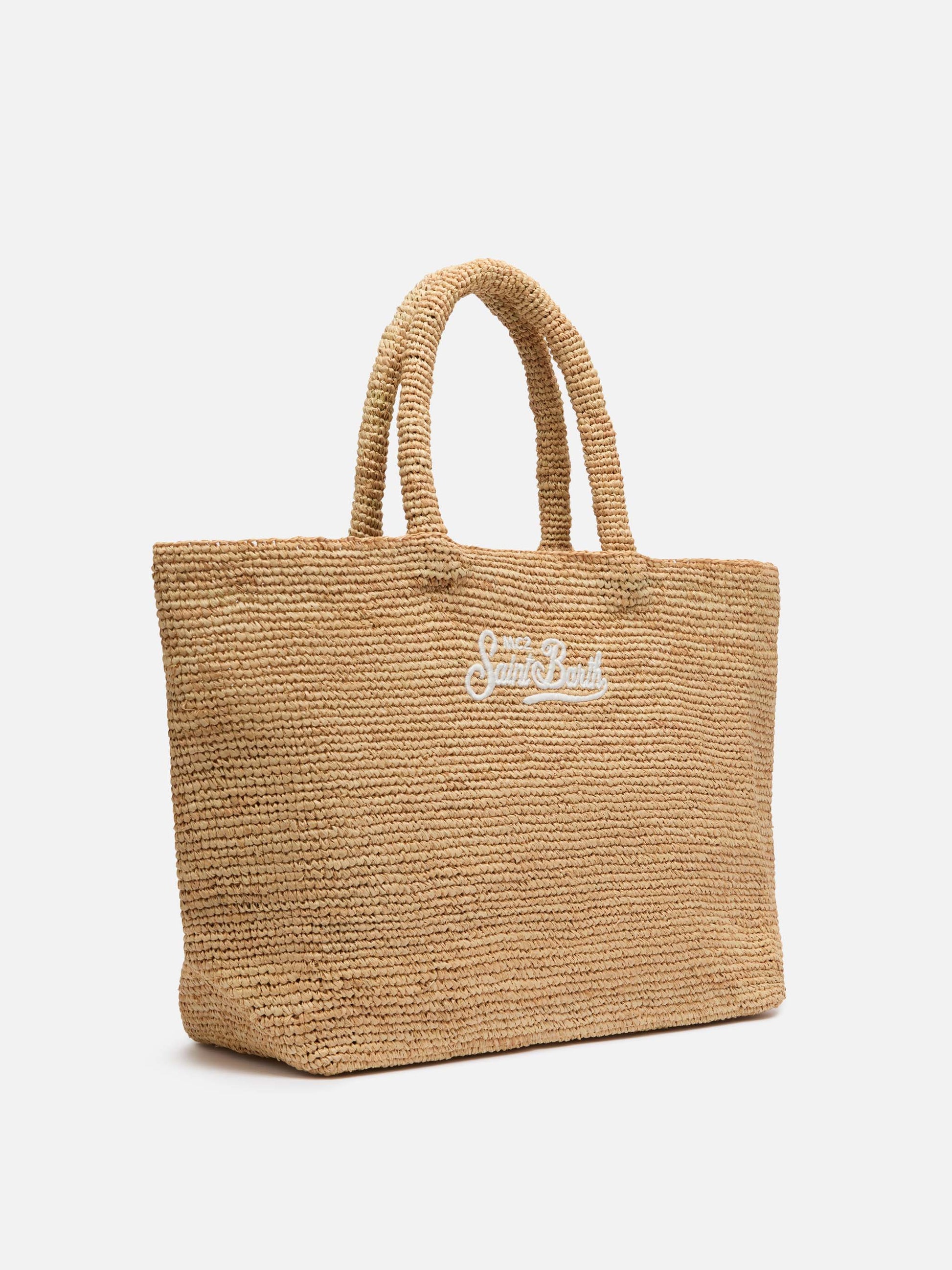 Beige Raffia Beach bag with cotton pouch - MC2 Saint Barth