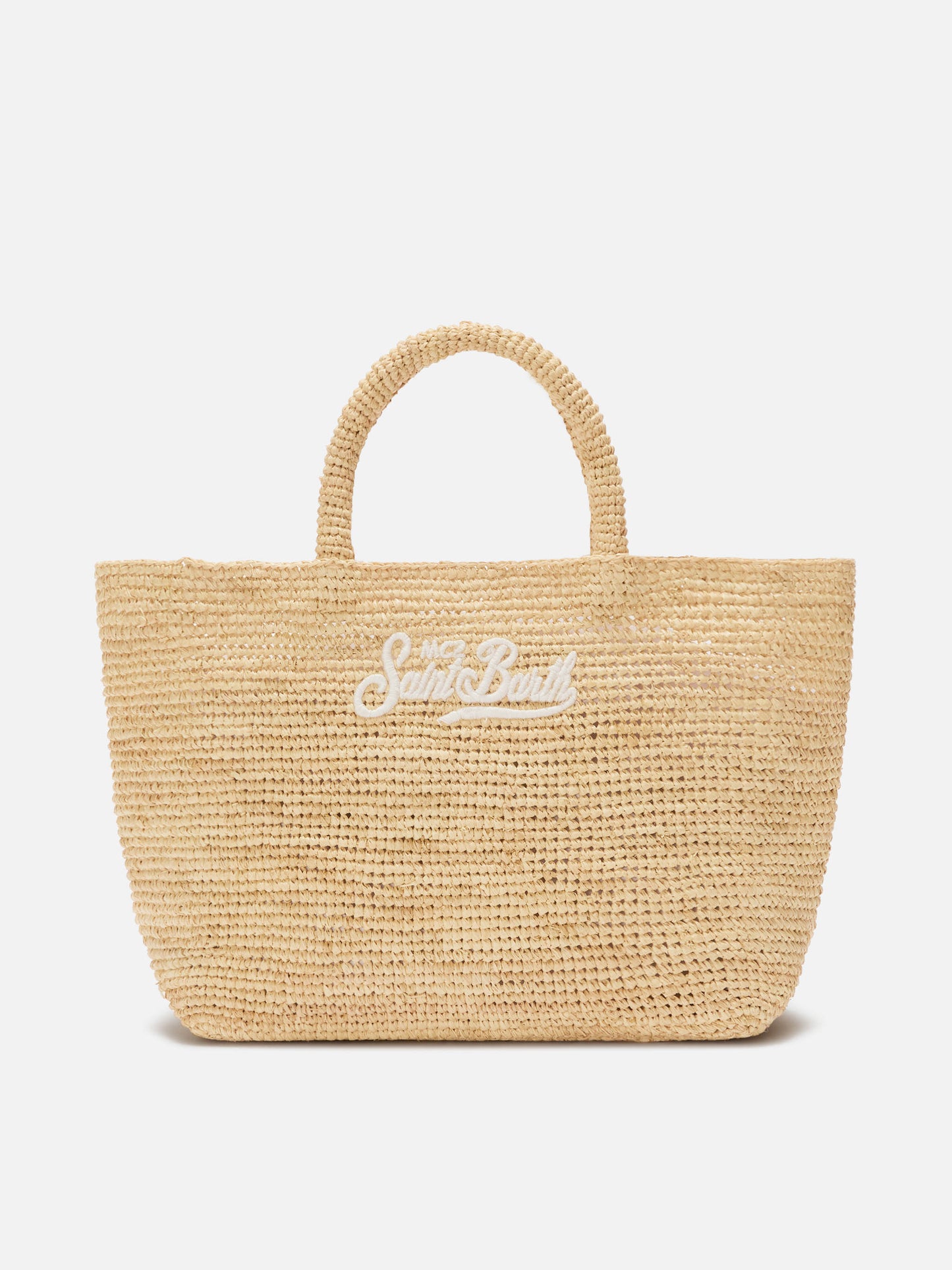Medium Beach raffia bag with embroidered logo