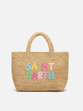 Beige Raffia Mid Beach Bag with cotton pouch