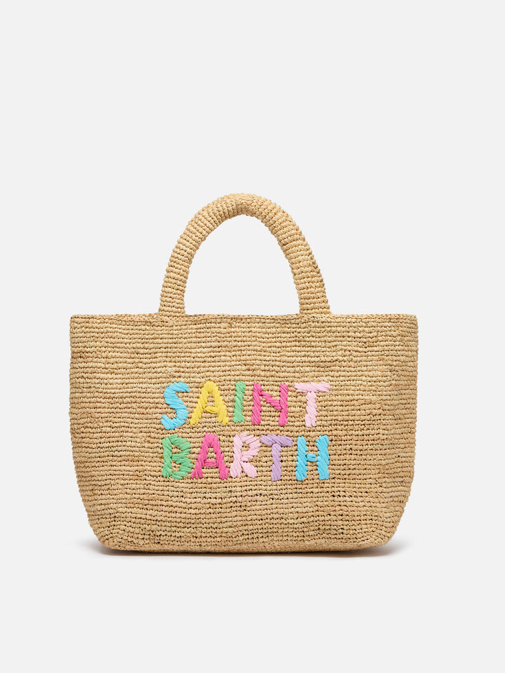 Beige Raffia Mid Strandtasche mit Baumwollbeutel