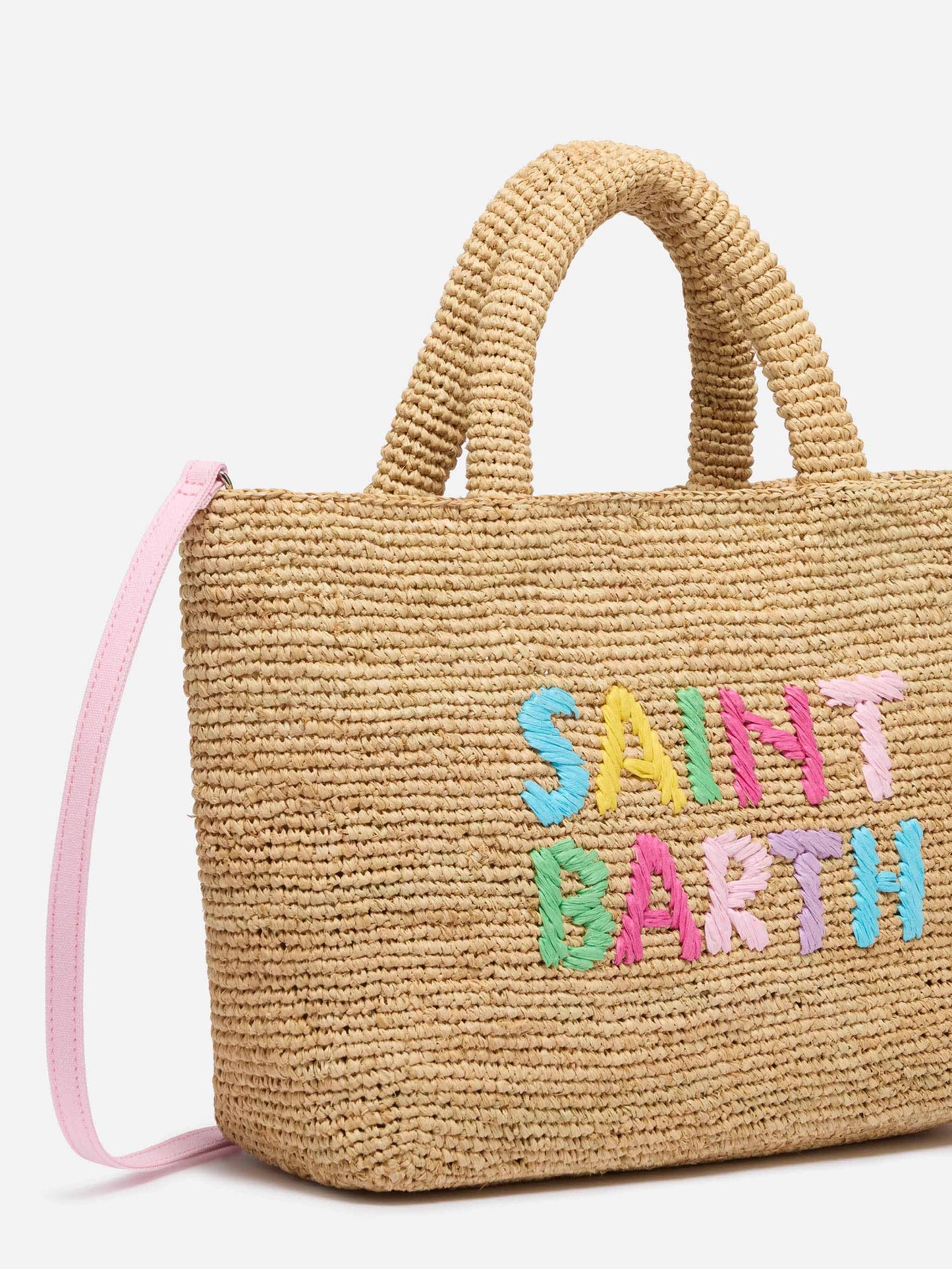 Beige Raffia Mid Beach Bag with cotton pouch