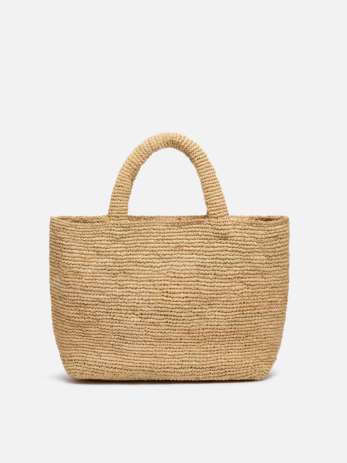 Beige Raffia Mid Beach Bag with cotton pouch