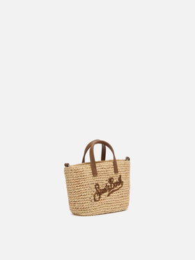 Beige Raffia City Micro bag with leather handles - MC2 Saint Barth