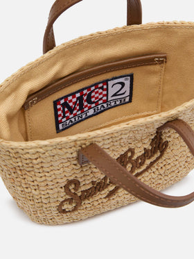 Beige Raffia City Micro bag with leather handles - MC2 Saint Barth
