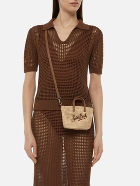 Beige Raffia City Micro bag with leather handles - MC2 Saint Barth