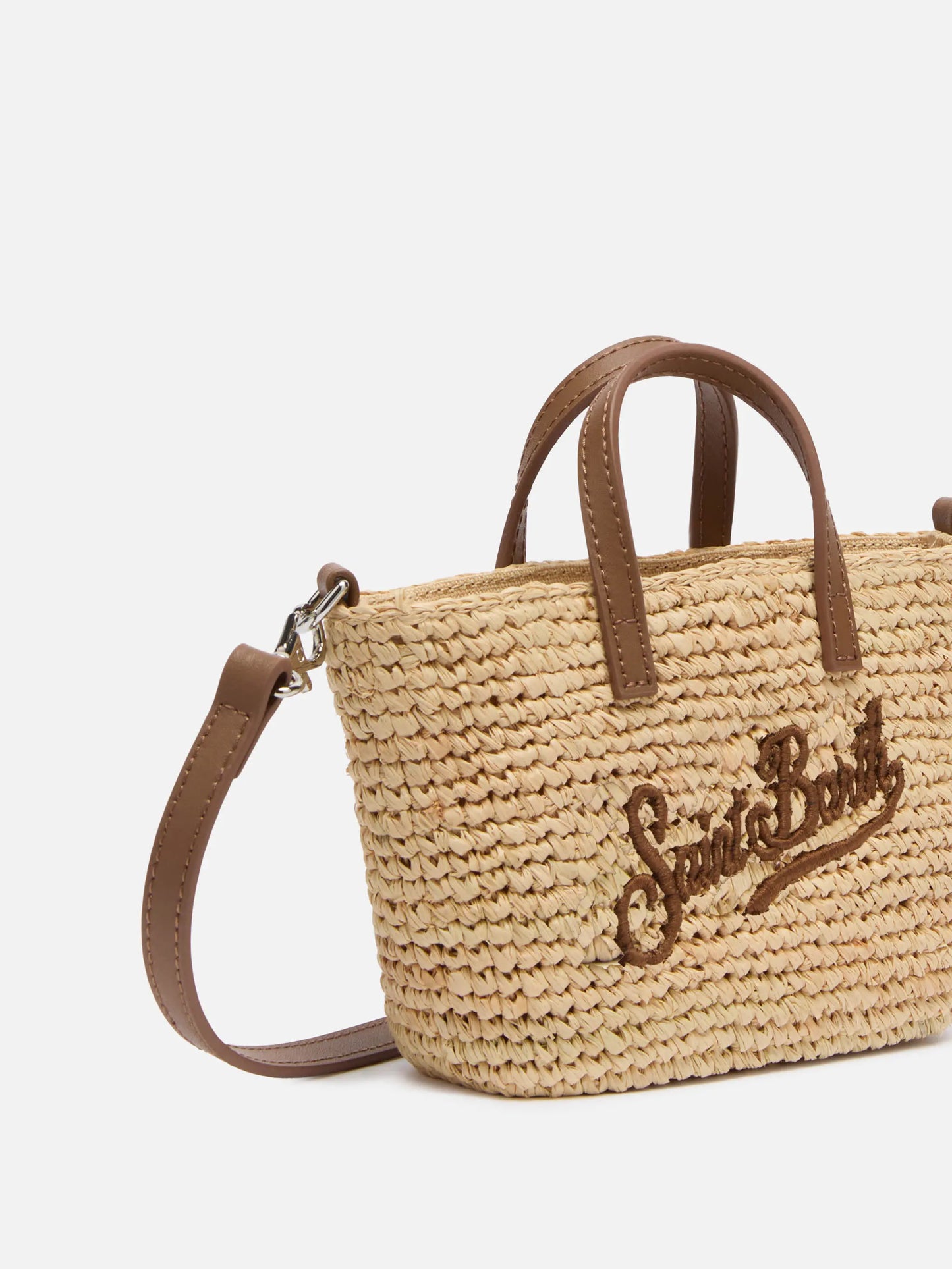 Beige Raffia City Micro bag with leather handles - MC2 Saint Barth