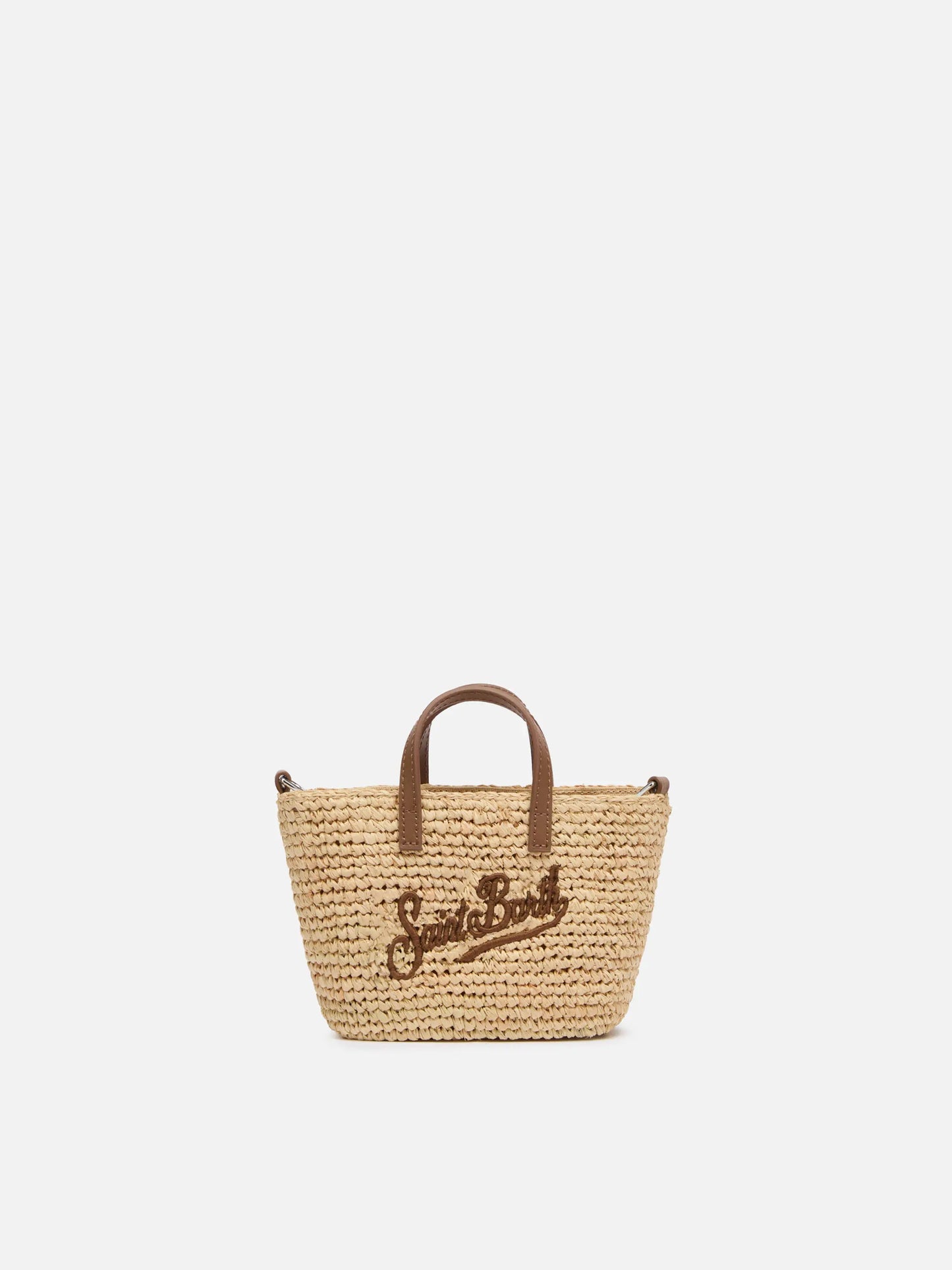 Beige Raffia City Micro bag with leather handles - MC2 Saint Barth