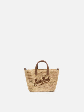 Beige Raffia City Micro bag with leather handles - MC2 Saint Barth