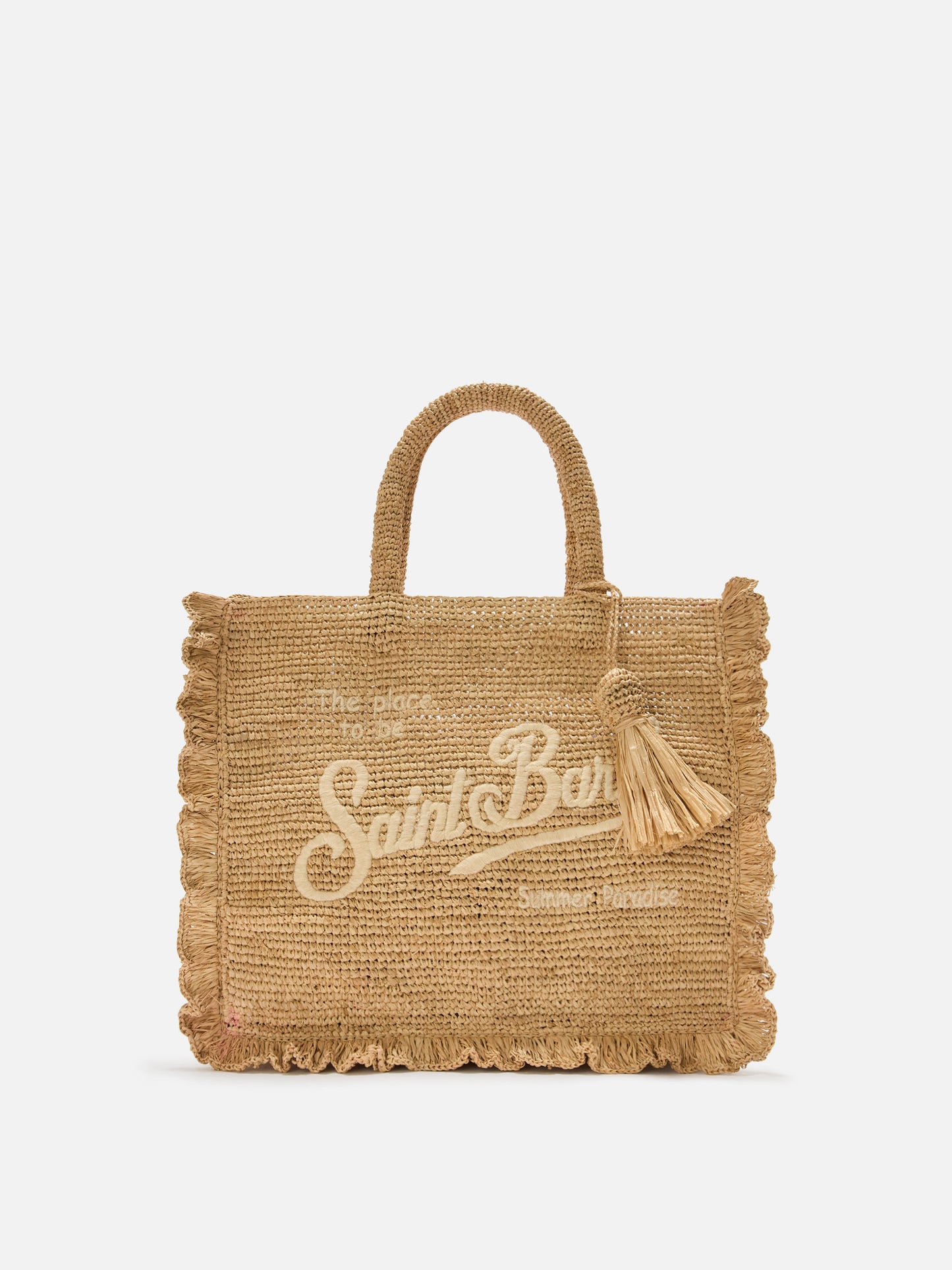 Sac Volant medium en raphia avec logo brodé 