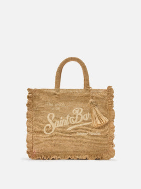 Sac Volant medium en raphia avec logo brodé 