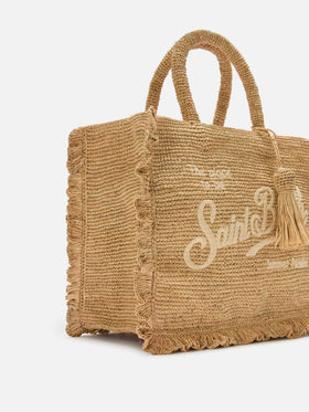 Sac Volant medium en raphia avec logo brodé 